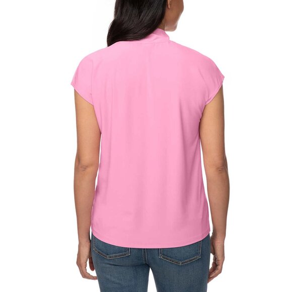 Pink (Fondant) NWT Buffalo Ladies' V-Neck Short Sleeve Blouse - Picture 7 of 8